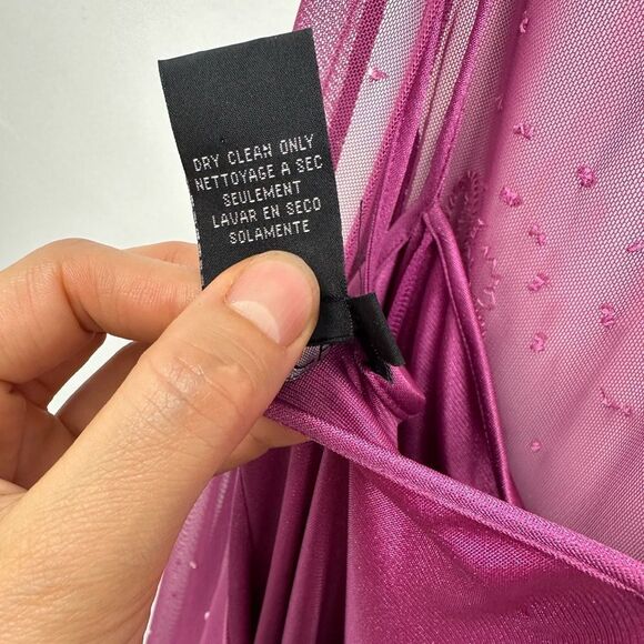 Vintage BCBG MaxAzria 90's/Y2k Pink Mesh Beaded Sleeveless Wrap Midi Dress S - Picture 9 of 10